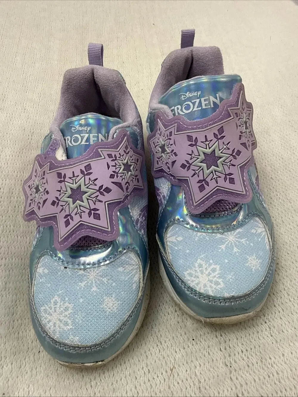 Disney Frozen Girls' Light-Up Sneaker Purple Glitter Elsa Anna Size 12